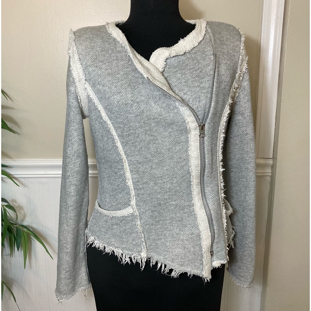 Lucky Lotus Raw Edge Avant Garde Moto‎ Zip Up Jacket, size Medium
